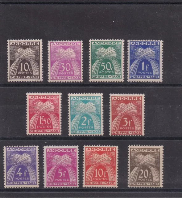 ANDORRE SERIE COMPLETE DE 11 TIMBRES TAXES NEUF* N° 21 à 31 Cote: 25€