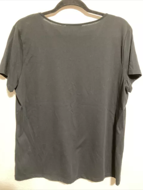 Lauren Ralph Lauren Womens Shirt Sz XL Black V Neck T Short Sleeve Monogram Logo 3