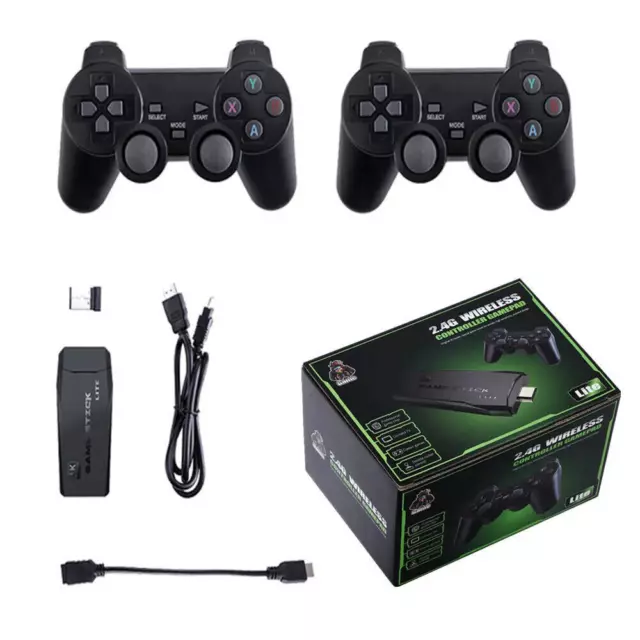 Neu Wireless 4K HDMI Videospielkonsole Retro 20000+Spiele TV Stick 64G+2 Gamepad