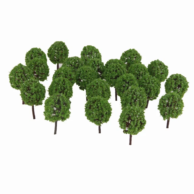 50pcs 6.5cm Model Trees Green Plastic Train Railway Scenery HO OO - Foto 7