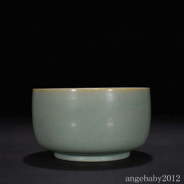 6.9" Chinese Porcelain song dynasty ru kiln sky cyan glaze Ice crack luohan Bowl