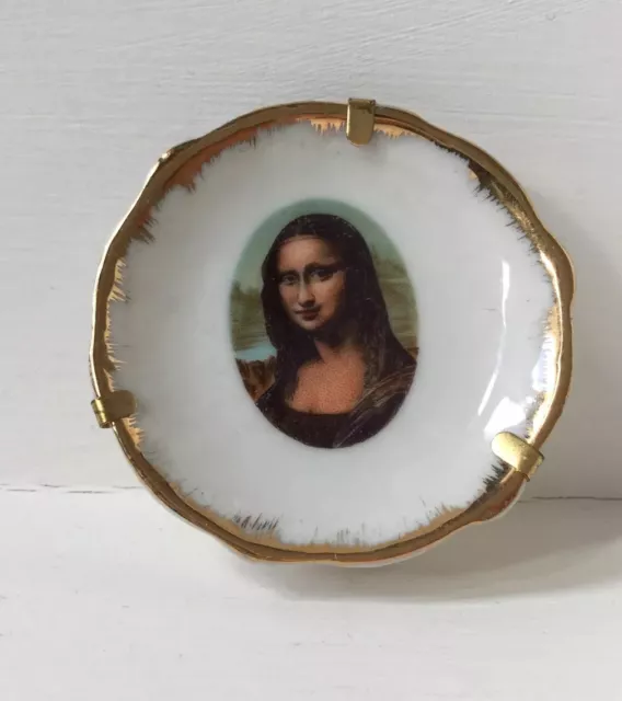 Limoges Made In France Porcelaine Minature Plate Mona Lisa 53mm Diameter