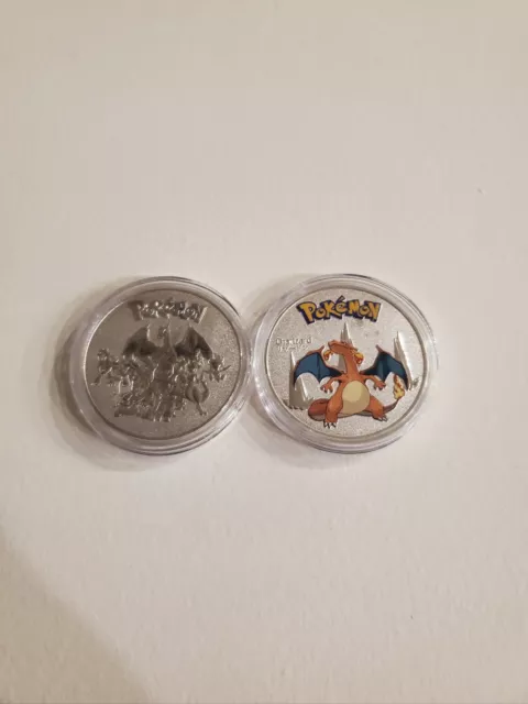 Pokemon Silver Metal CCG Coins Heavy 1.5 in Vtg 90s Charizard Blastoise  Set 8 2