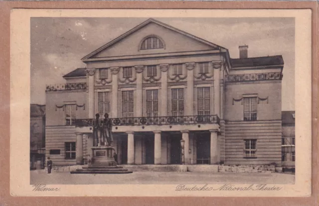 Ansichtskarte Weimar - Blick auf das Deutsche Nationaltheater mit Denkmal - 1929