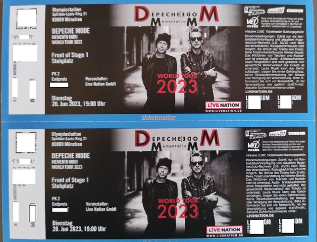2 Tickets DEPECHE MODE, München 20.6.2023 Olympiastadion FOS 1 Front of Stage