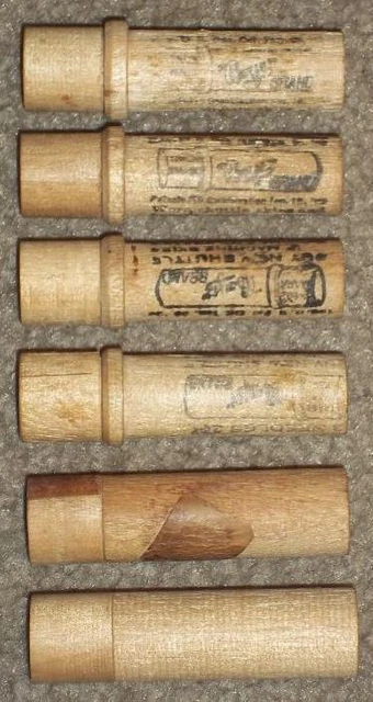 6 Vintage Boye Needle Co Wooden Tube Shuttle Needle Containers Some With Needles