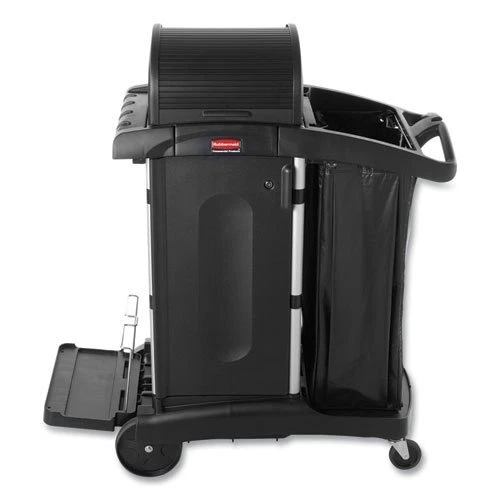 Rubbermaid High Security Microfiber Cleaning Cart w/Vinyl Bag, Blk (RCP9T7500BK)