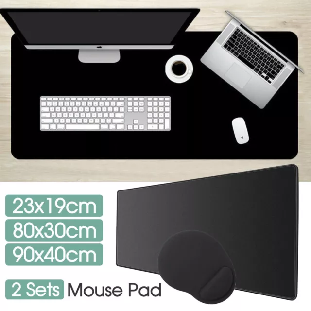 2 Sets Ergonomic Gaming Mouse Pad Desk Mat Anti-slip Rubber Speed Mousepad Black