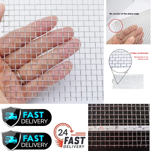 304 Stainless Steel Woven Wire Mesh1 Roll 5 Mesh Aperture 4.5mm About 12"x24" 3