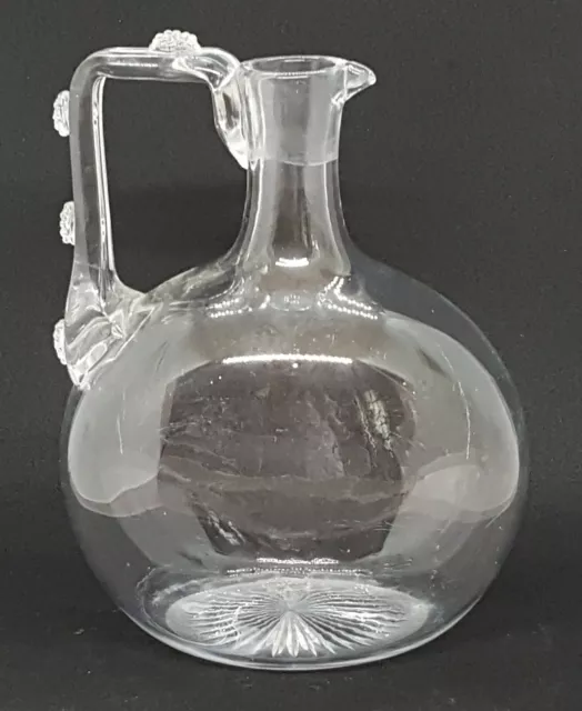 Clear cut glass vintage Victorian antique handled decanter flask