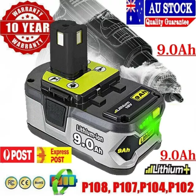 18V 9.0Ah Genuine Battery For Ryobi P108 ONE Plus P102 P104 P105 P107 P109 P108