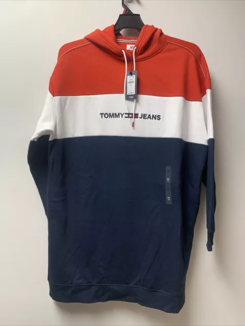 New Tommy Hilfiger Women Classic Hooded Sweater Hoodie Sweatshirt Dress, Size:M