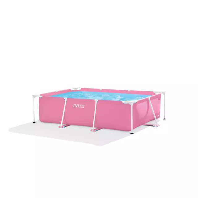 Intex 2.2x1.5m Rectangular Frame Above Ground Swimming Pool Outdoor/Garden Pink