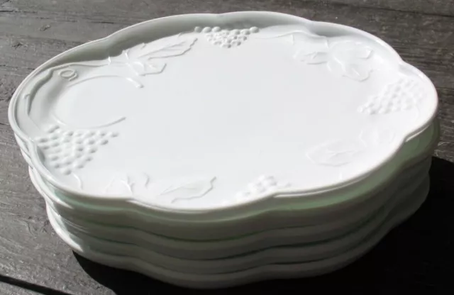 Indiana Colony Milk Glass Set Of 5 White Harvest Grape Snack Luncheon Plates