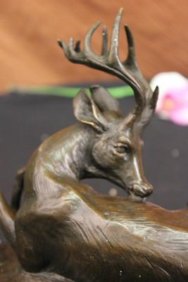 CHALET HÜTTE KUNST Elch Hirsch Buck Reh Jäger Bronze Marmor Statue