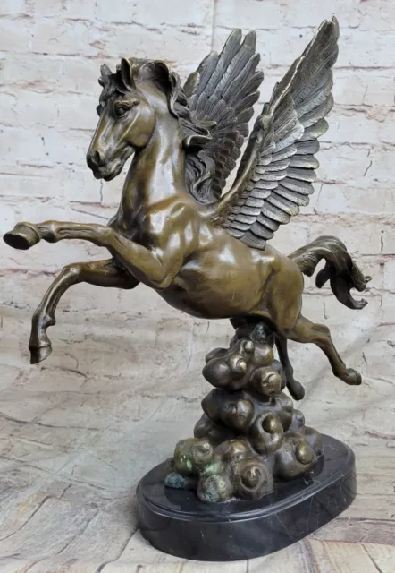 Large Mythical Pegasus Bronze Sculpture Marble Staue Art Deco Flying Horse Art