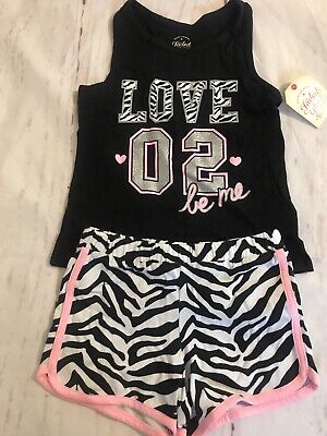 Girl's 2-piece Summer Outfit Size 4 Tank Top and Shorts NEW! Pink/Black