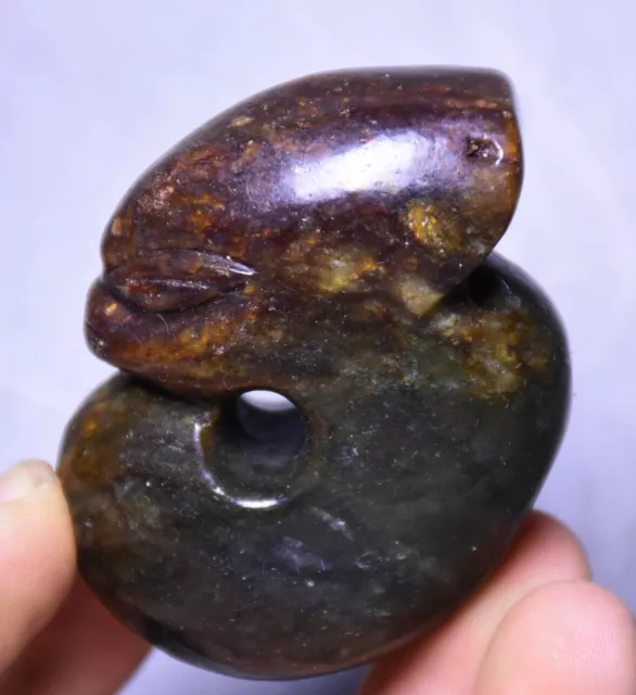 Unique Hongshan Culture Old Jade Fengshui Pig Long Dragon Hook Amulet Pendant