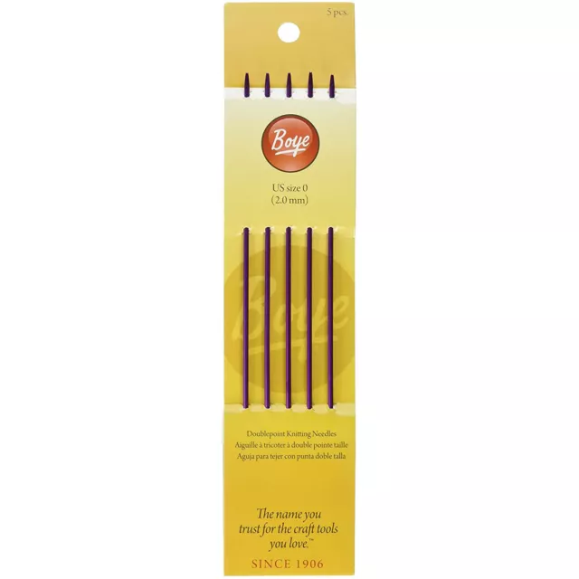 Boye 5-Piece Aluminum Double Point Knitting Needles, 7-Inch, Size 0, 3 Pack