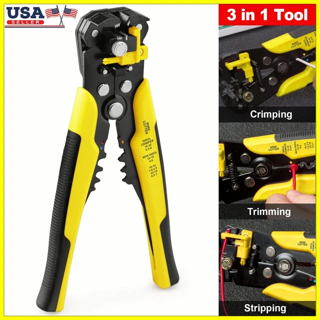 8& SELFADJUSTING INSULATION Wire Stripper Cutter Crimper Terminal Tool