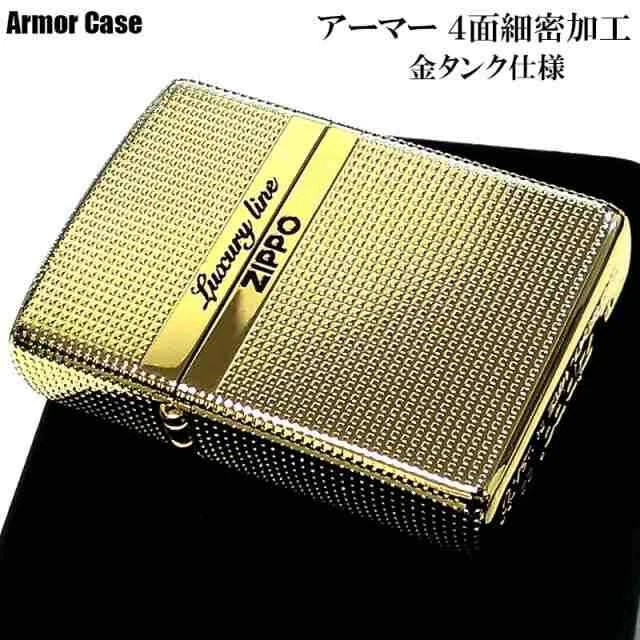 Zippo Armor Case Oil Lighter Executive Line Gold Inside Unit Brass Etching Japan
