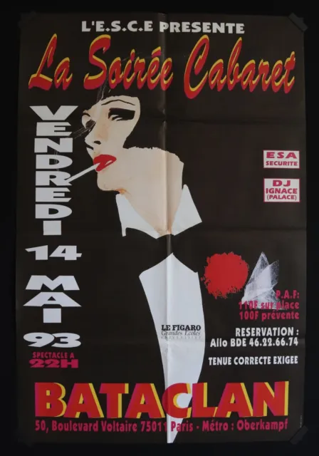 LA SOIREE CABARET au BATACLAN - Affiche originale spectacle - 1993 - 117x78cm