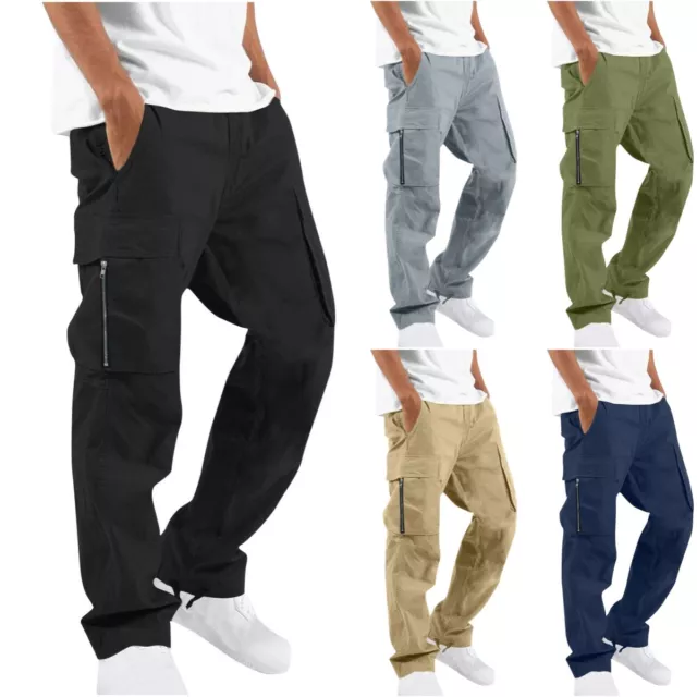 Mens Casual Joggers Pants Sweatpants Cargo Combat Loose Active Sports Trousers