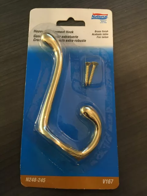 NEW National Hardware V167 Heavy Duty Zinc Garment Hook Brass Finish N248-245