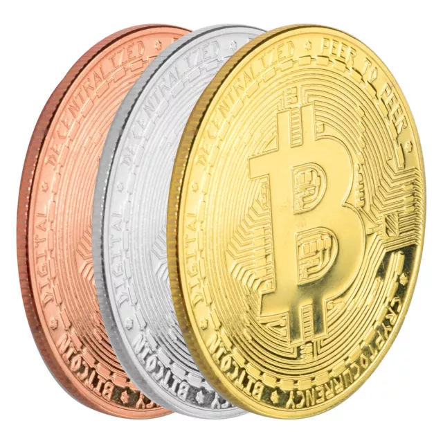 Bitcoin Physical Collector Gold Silver Rose Gold Plated Coin BTC 40mm Souvenir