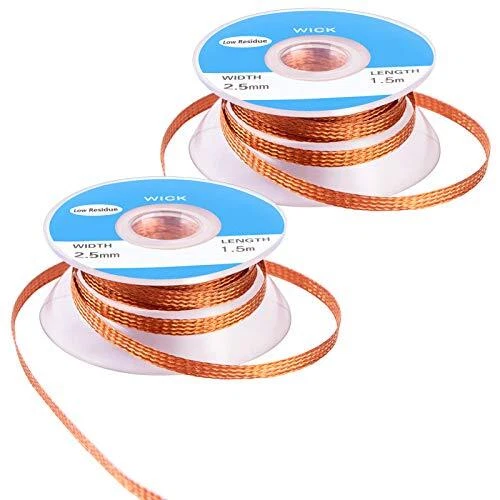 MIKIMIQI Solder Wicks, 2 Pack No-Clean Solder Braided Wicks Desoldering Wicks