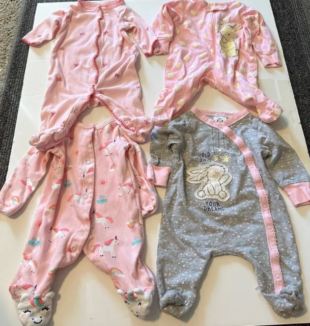 Carters Gerber Baby Girl Preemie Lot Bundle Sleepers Outfit Reborn Clothes 13 Pc