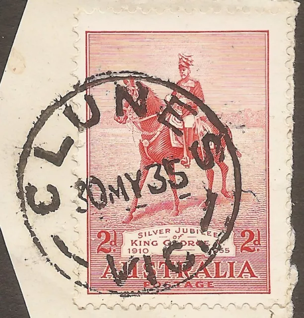 VICTORIA POSTMARK: CLUNES / VIC. on 2d KGV Jubilee (1935)