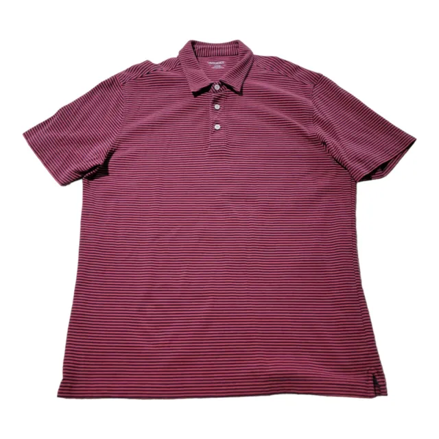 UNTUCKit Mens Polo Shirt Short Sleeve Size Large Red Blue Stripe Pima Cotton