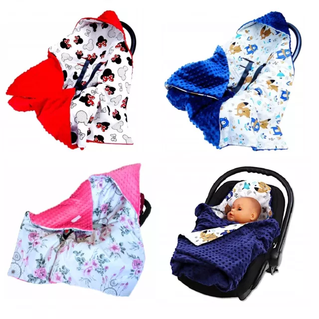 CAR SEAT FILLED BABY BLANKET SWADDLE - Hooded, Soft&Plush 100% Cotton,All season