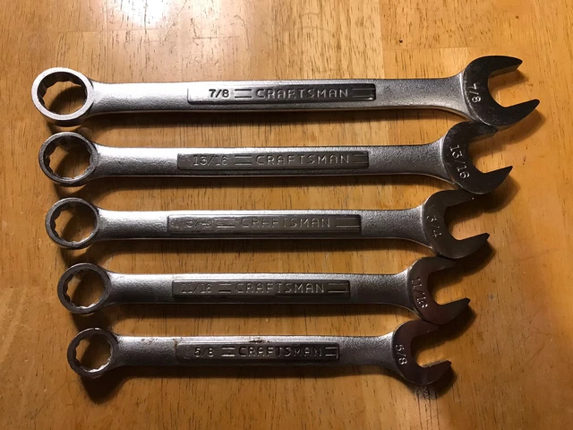 Juego de 5 llaves combinadas Craftsman de colección en vv hechas en EE. UU. 5/8 - 7/8.