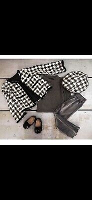 Girls 4 Piece Dogtooth Set/outfit. Jacket, Trousers, Top, Hat. Christmas Outfit