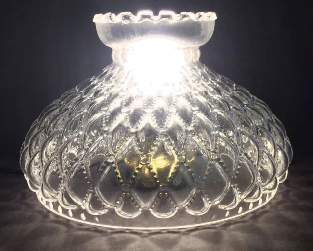 10" Clear Glass Diamond Quilted Quilt Oil Kerosene Lamp Shade fits Aladdin SH401 2