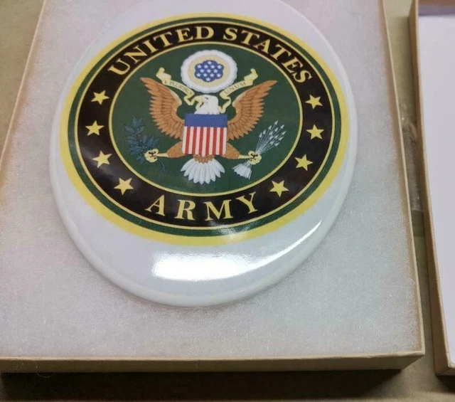 US ARMY Ceramic Memorial Cemetery stick on Headstone Marker oval 3 7/8" x 5 1/8"