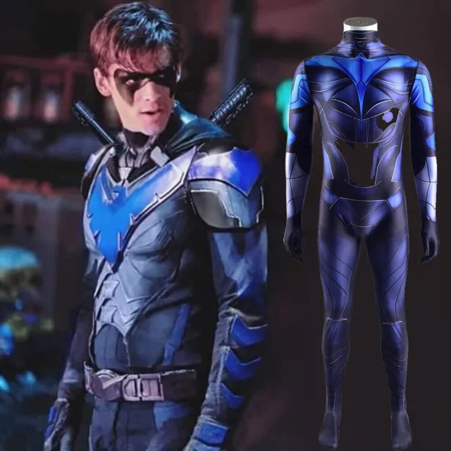 Nightwing Robin Jumpsuit Bodysuit Adult & Kids Cool Halloween Cosplay Costume
