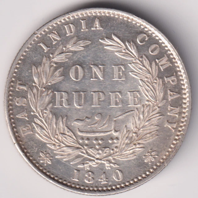 East India Company 1840 Victoria Queen One Rupee Silver Coin In Top Grade