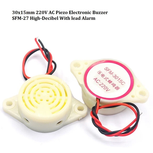 30x15mm 220V AC Piezo Electronic Buzzer SFM-27 High-Decibel With lead Alarm