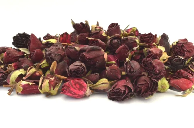 Rote Rosenknospen für Handwerk zum Selbermachen Seifenkerze Badbombe Dekor - getrocknete Blumen 5g 1kg