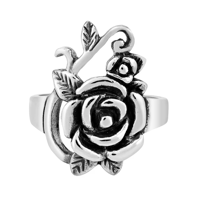 Beautiful Sweet Floral Rose Sterling Silver Ring - 6