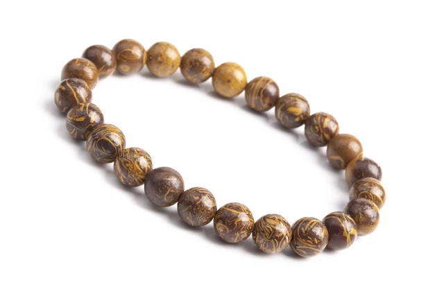 8MM Calligraphy Stone Bracelet Grade AAA Genuine Natural Round Gemstone Beads 7"