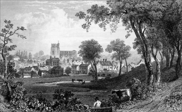 ROYAUME-UNI: VUE de COGGESHALL au 19e siècle - Gravure du 19eme siècle