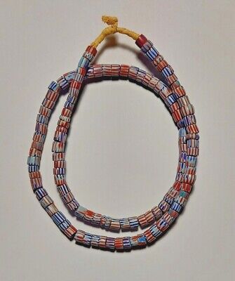 Vintage Striped Glass Cane African Trade Beads Strand