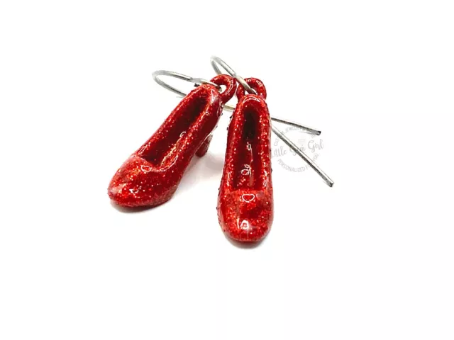 Sparkly Dorothy's Ruby Red Slippers Titanium Dangle Earrings Wizard Oz Jewelry