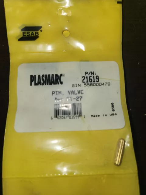 ESAB 21619 Pin, Valve for PT-27, Qty.1