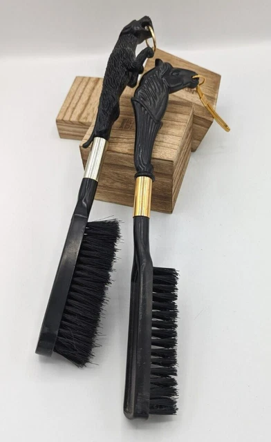 Vtg Horse Head & Panther Clothing Brush Set Pre-Owned Made In Japan & Hong Kong