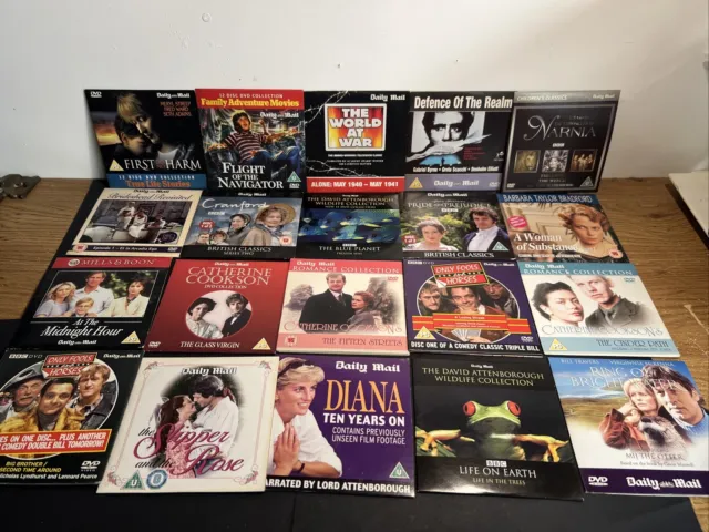 Vintage Job Lot Of 60 Mixed DVD Movies Series And Other By Daily Mail